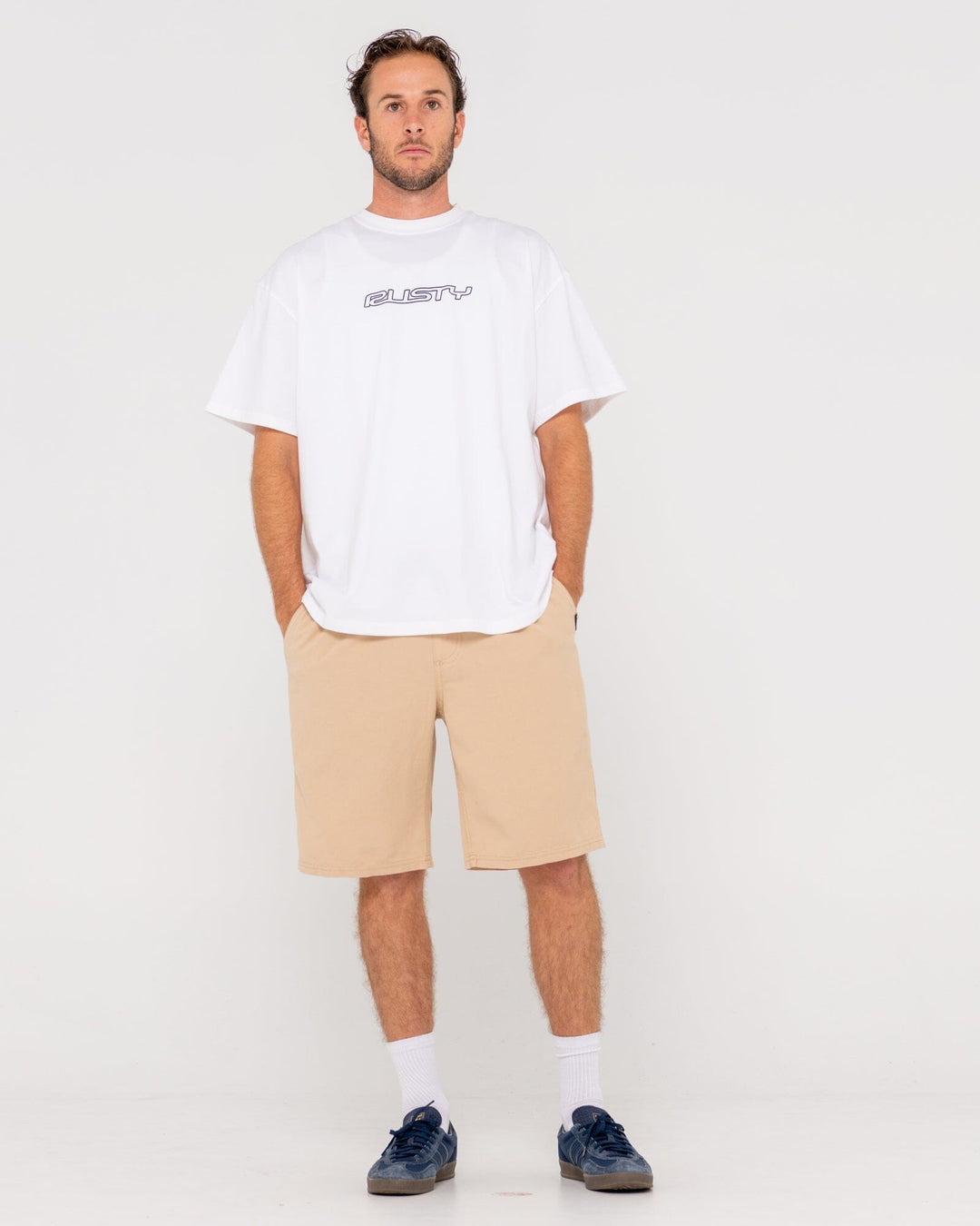 Rusty Overtone Elastic Linen Shorts 