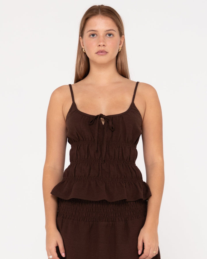 Rusty Palm Springs Shirred Cami Top 