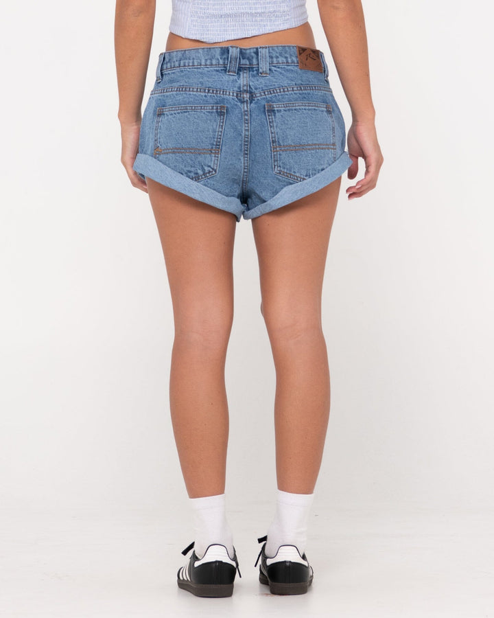 Rusty Pheonix Low Rise Denim Mini Shorts 