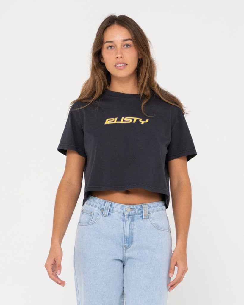 Rusty Rider Relaxed Fit Graphic Crop T-Shirt 