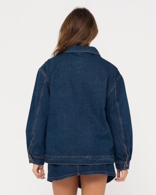 Rusty Ryley Oversized Zip Through Denim Jacket 
