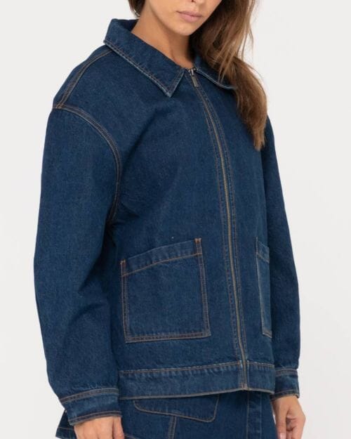 Rusty Ryley Oversized Zip Through Denim Jacket 