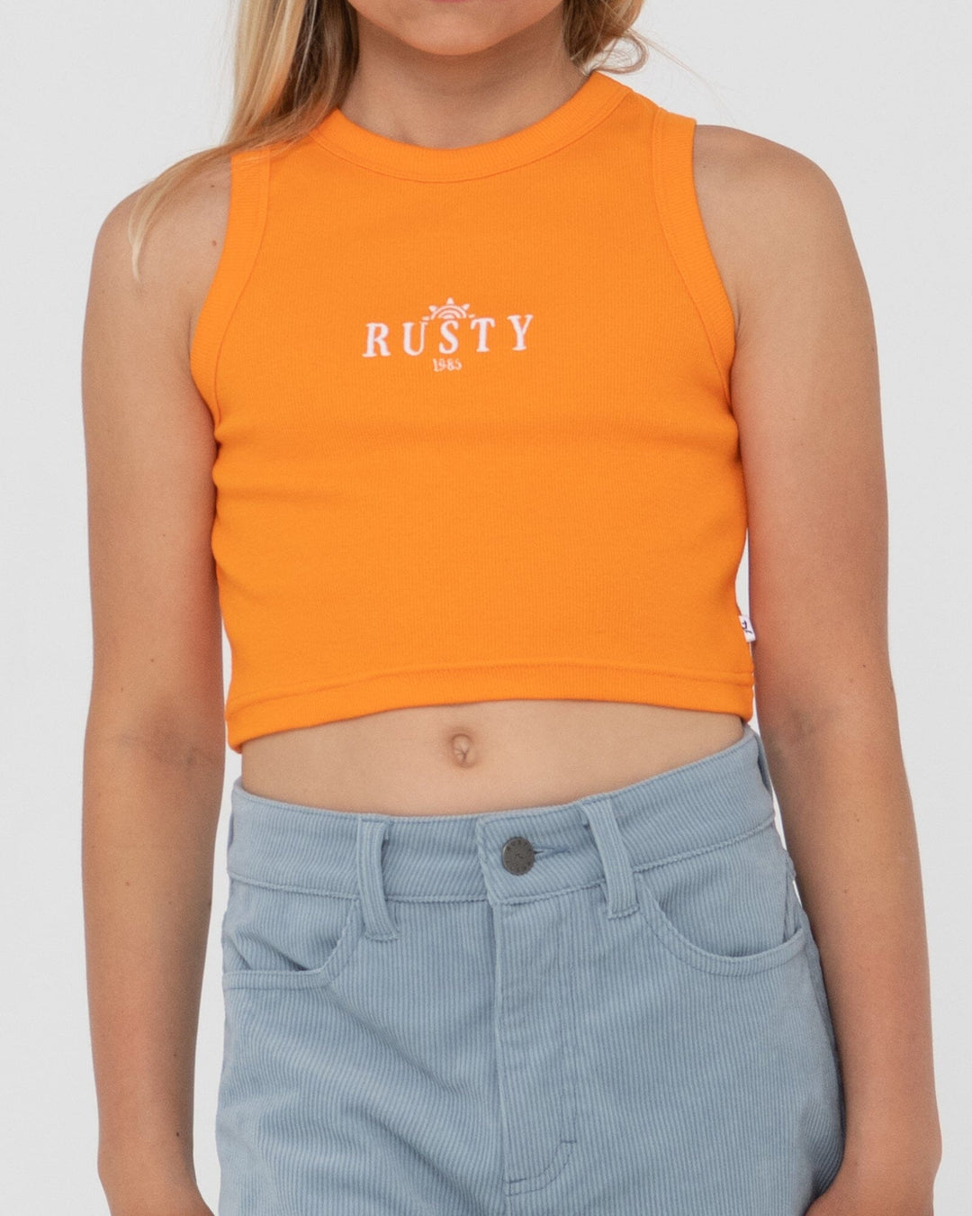 Rusty Sunrise Graphic Youth Racer Tank 