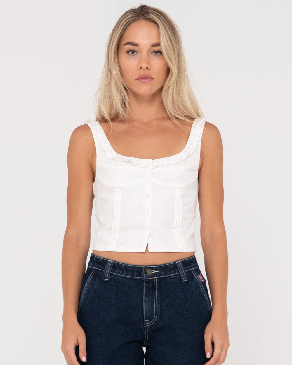 Rusty Violeta Ruffle Neck Top 