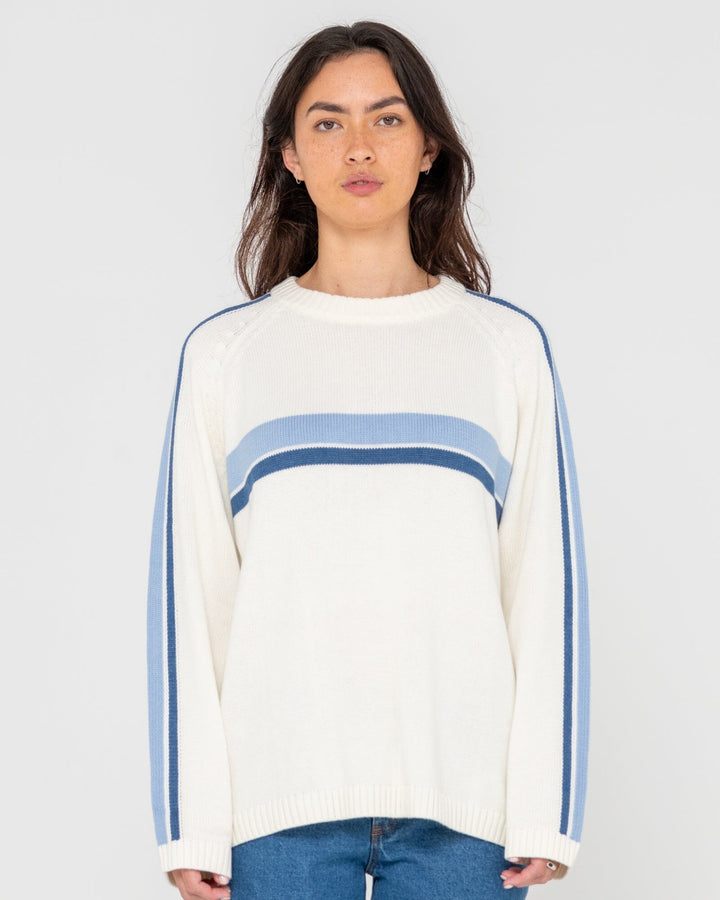 Rusty White Lines Crew Neck Knit 