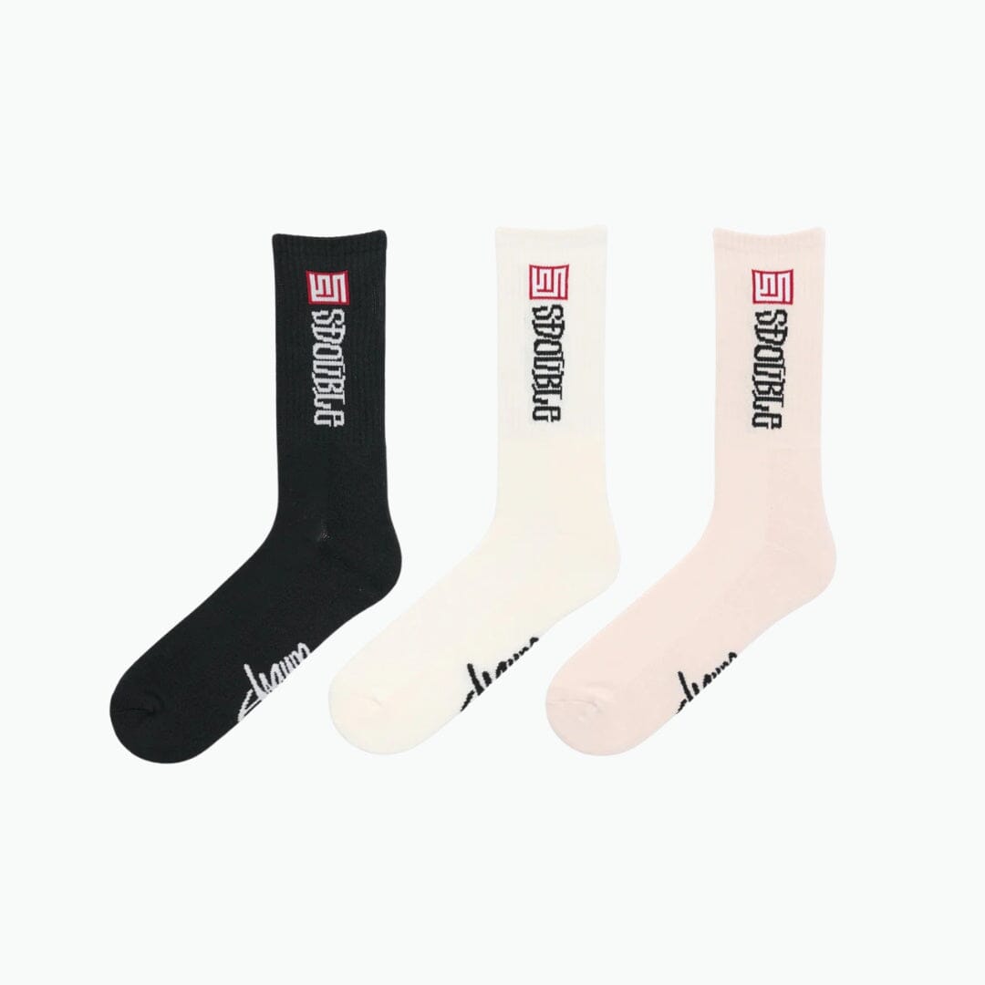 S Double Cube Mid Block 3 Pack Socks 