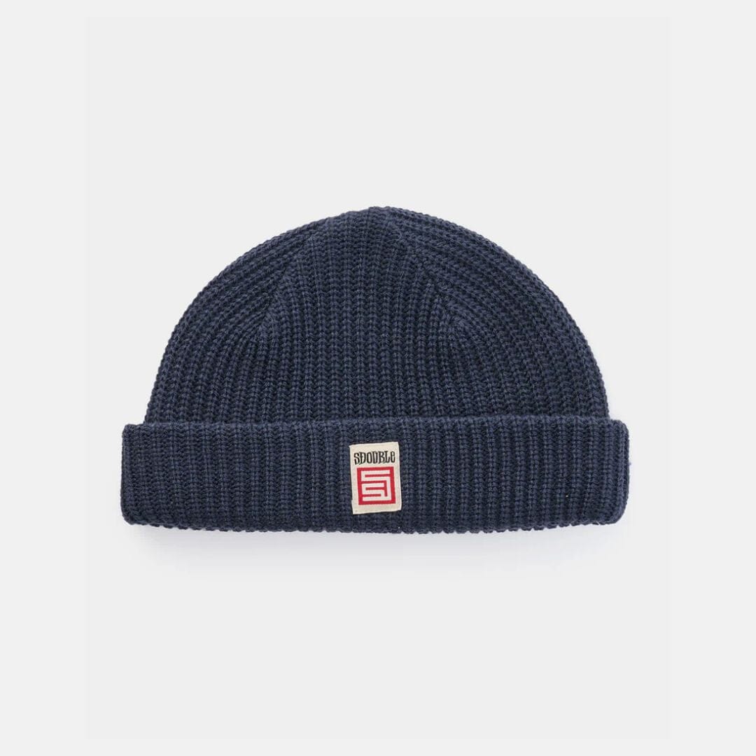 S Double Red Cube Low Beanie Washed Navy 