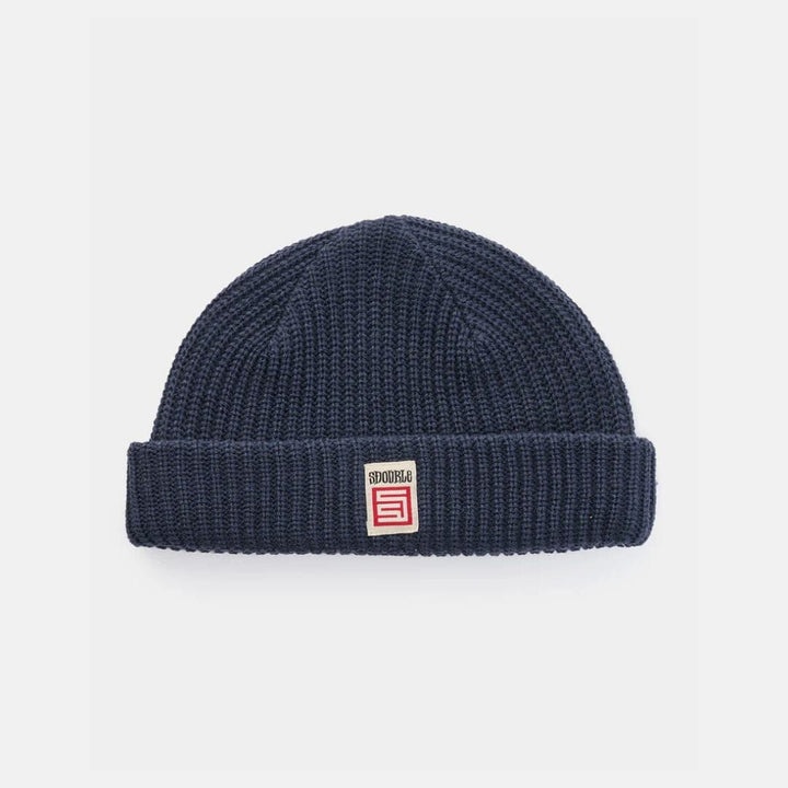 S Double Red Cube Low Beanie Washed Navy 