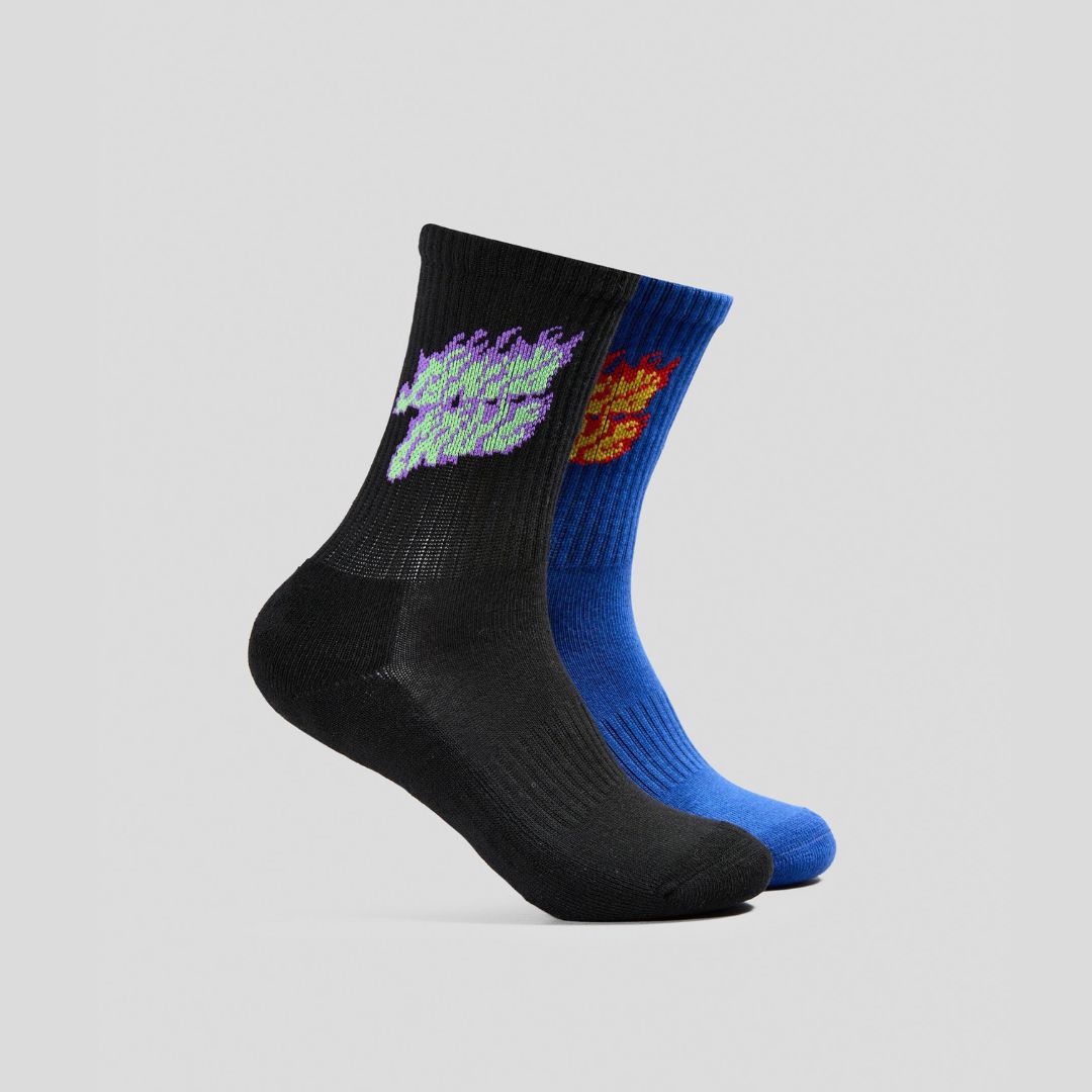 Santa Cruz Flaming Stack Crew Socks 2-Pack 