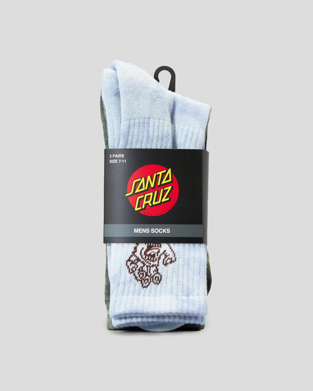 Santa Cruz Screaming Hand Mono Crew 2 Pack Socks 