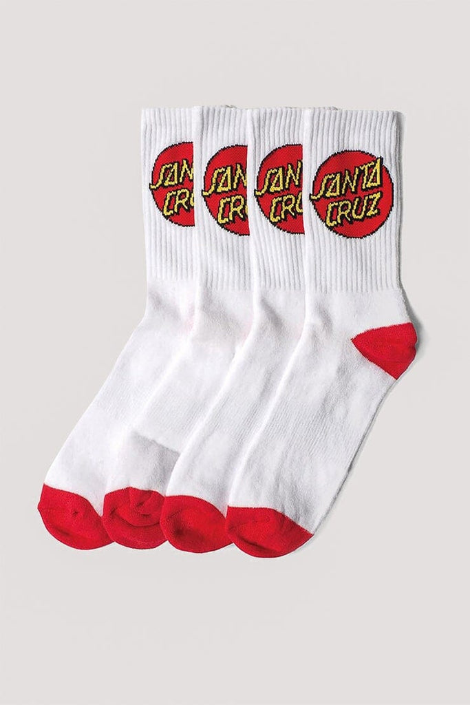 Santa Cruz Youth Socks 4-Pack White/Red 45140 