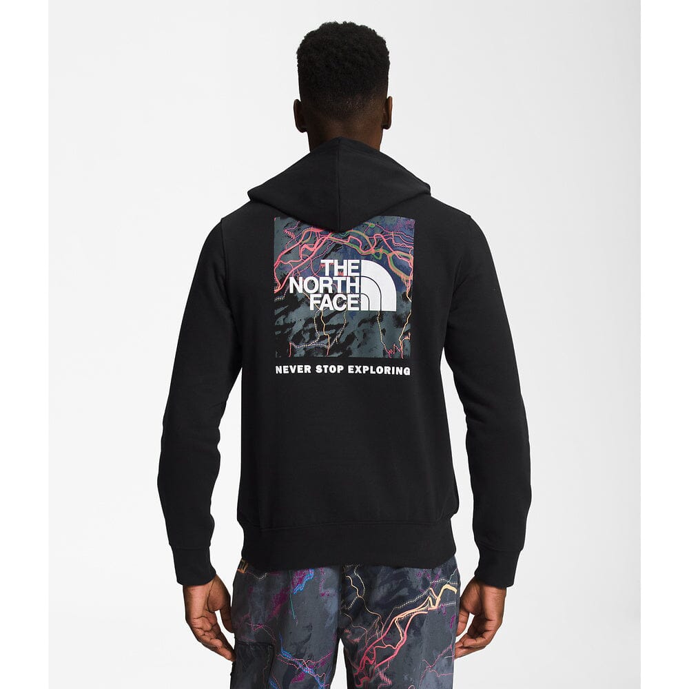 The North Face Box NSE Pullover Hoodie TNF Black / Trail Glow / Print Heather L 