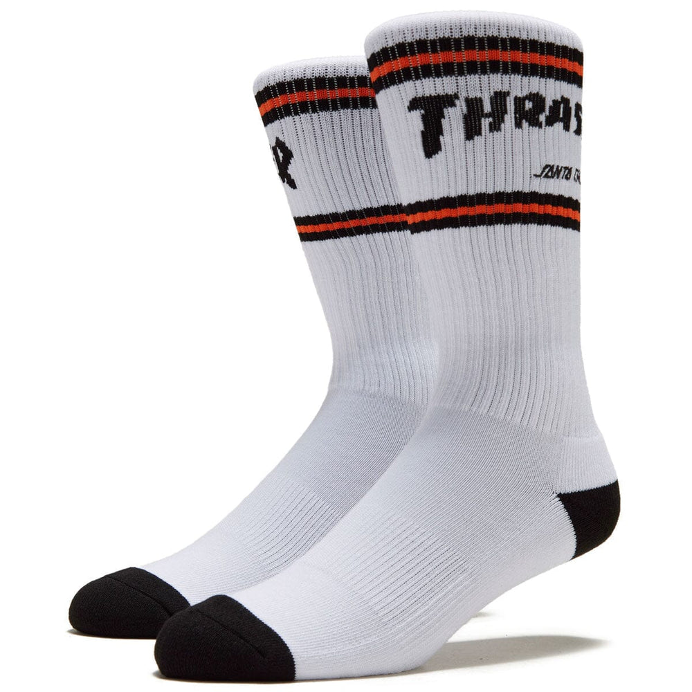 Thrasher x Santa Cruz Strip 2 Pack Crew Socks White 