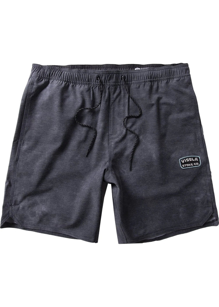 Vissla Solid Sets 17.5" Ecolastic Boardshorts Washed Black S 