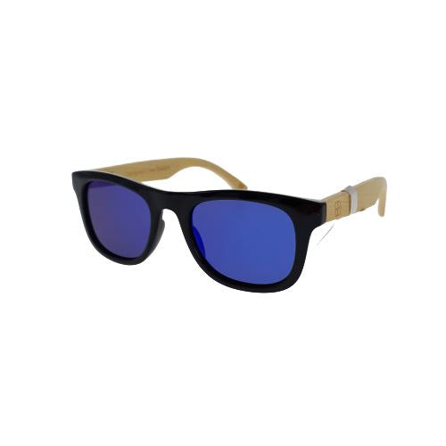 Bamboo Blonde Kids Sunglasses Black / Blue 