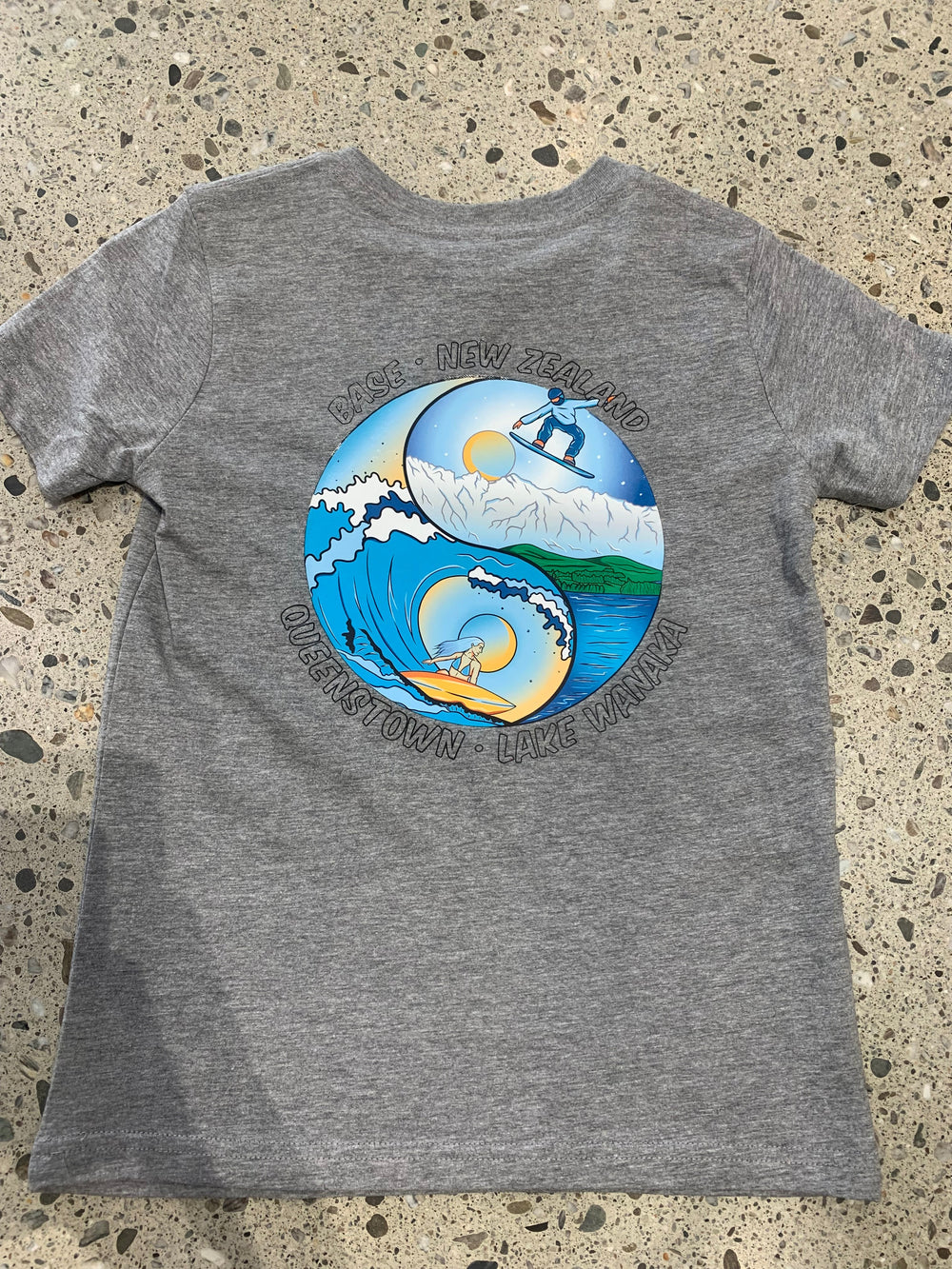 BaseNZ Yinyang Youth Tee Grey Marle 8Y 