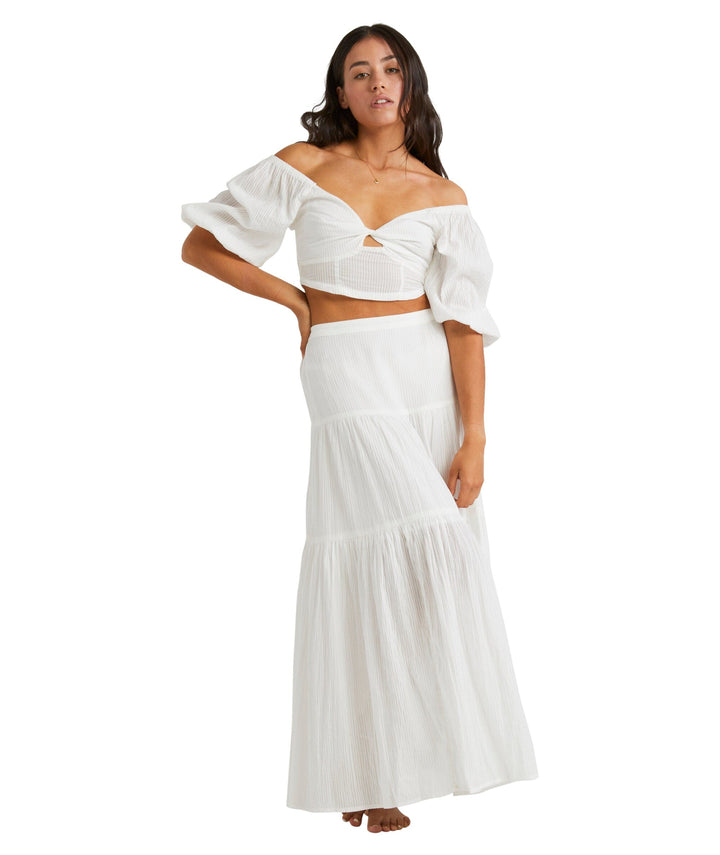 Billabong Del Sole Puff-Sleeve Crop Top 