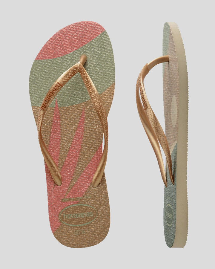 Havaianas Slim Palette Glow Jandals Sand Grey / Golden 35/36 Brazil 
