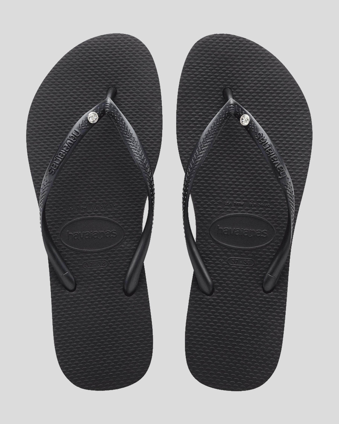 Havaianas Slim Swarovski II Crystal Jandals Black 35/36 Brazil 
