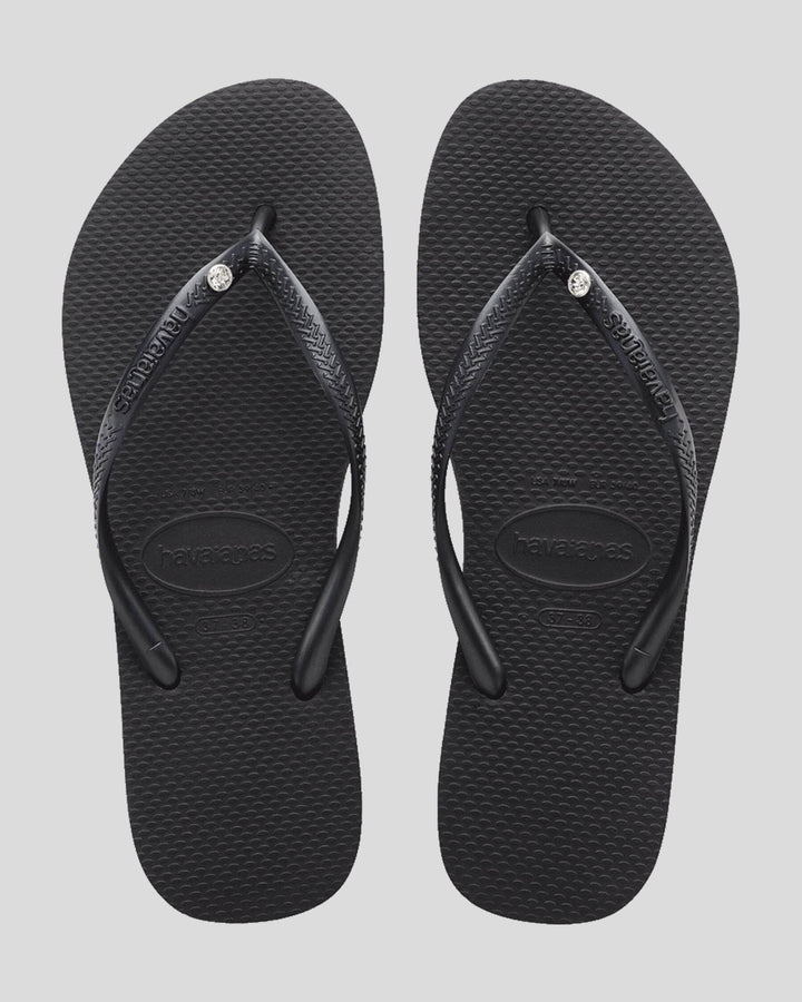 Havaianas Slim Swarovski II Crystal Jandals Black 35/36 Brazil 