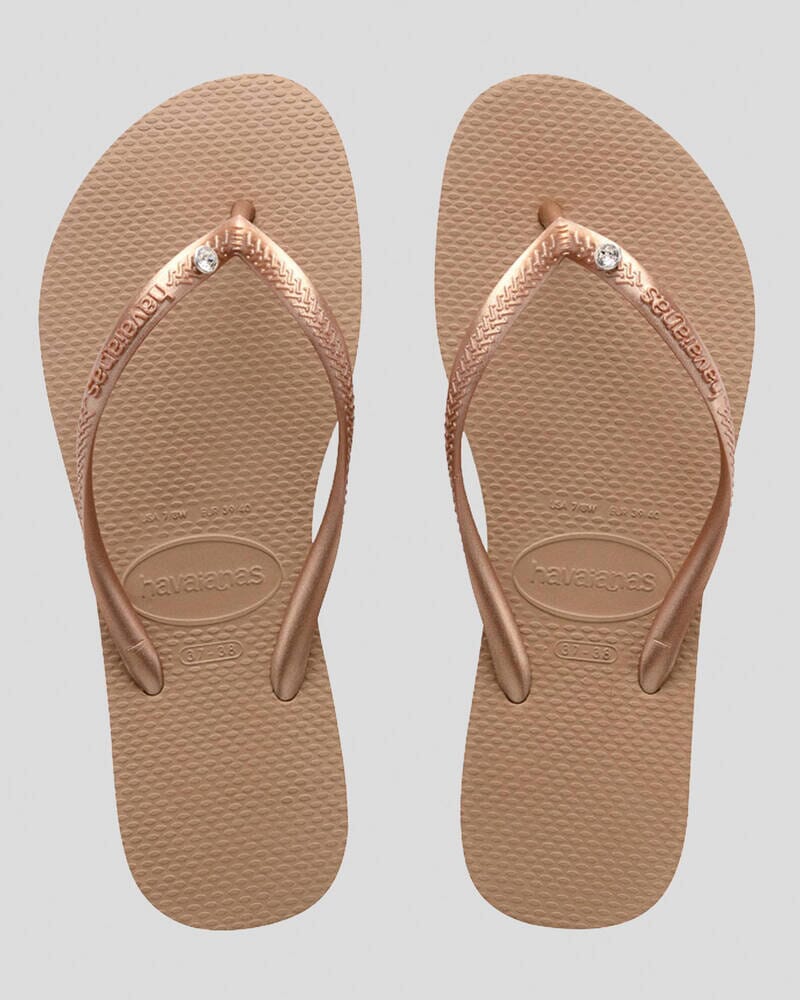 Havaianas Slim Swarovski II Crystal Jandals Rose Gold 35/36 Brazil 