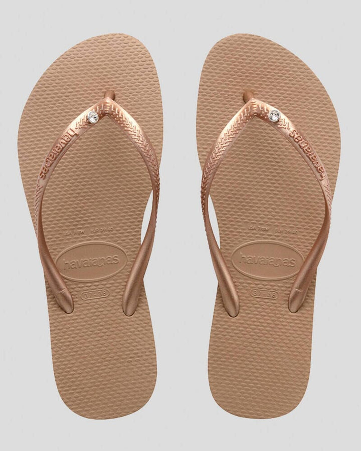 Havaianas Slim Swarovski II Crystal Jandals Rose Gold 35/36 Brazil 