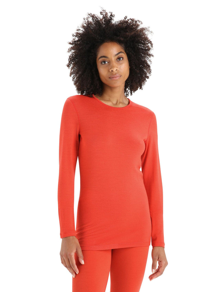 Icebreaker Womens Merino 260 Tech Long Sleeve Crew Thermal Top Vibrant Earth L 