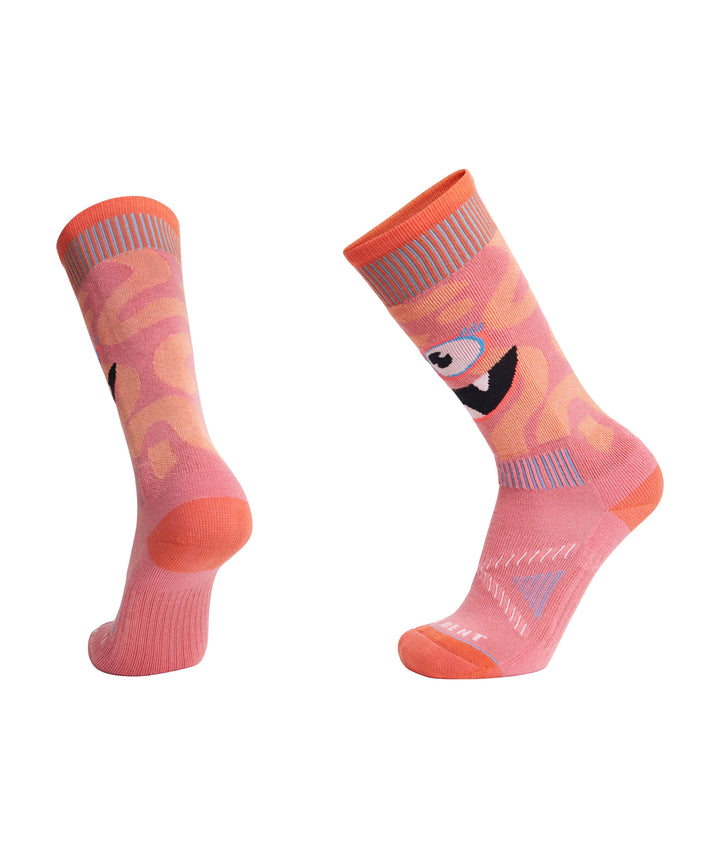 Le Bent Kids Monster Party Light Snow Sock Strawberry Pink S 