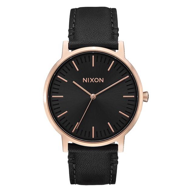 NIXON PORTER LEATHR WATCH BlkGld 