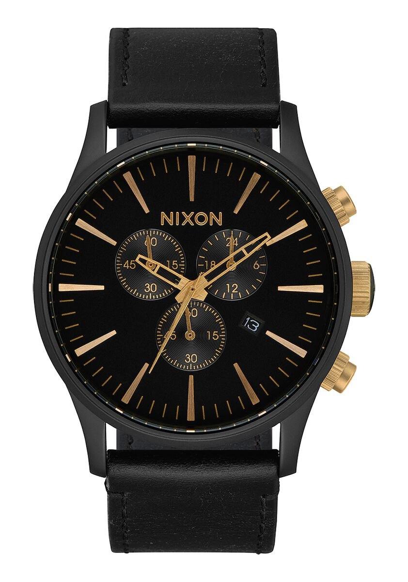 NIXON SENTRY CHRONO LEATHER WATCH 