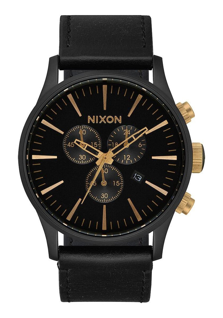 NIXON SENTRY CHRONO LEATHER WATCH 