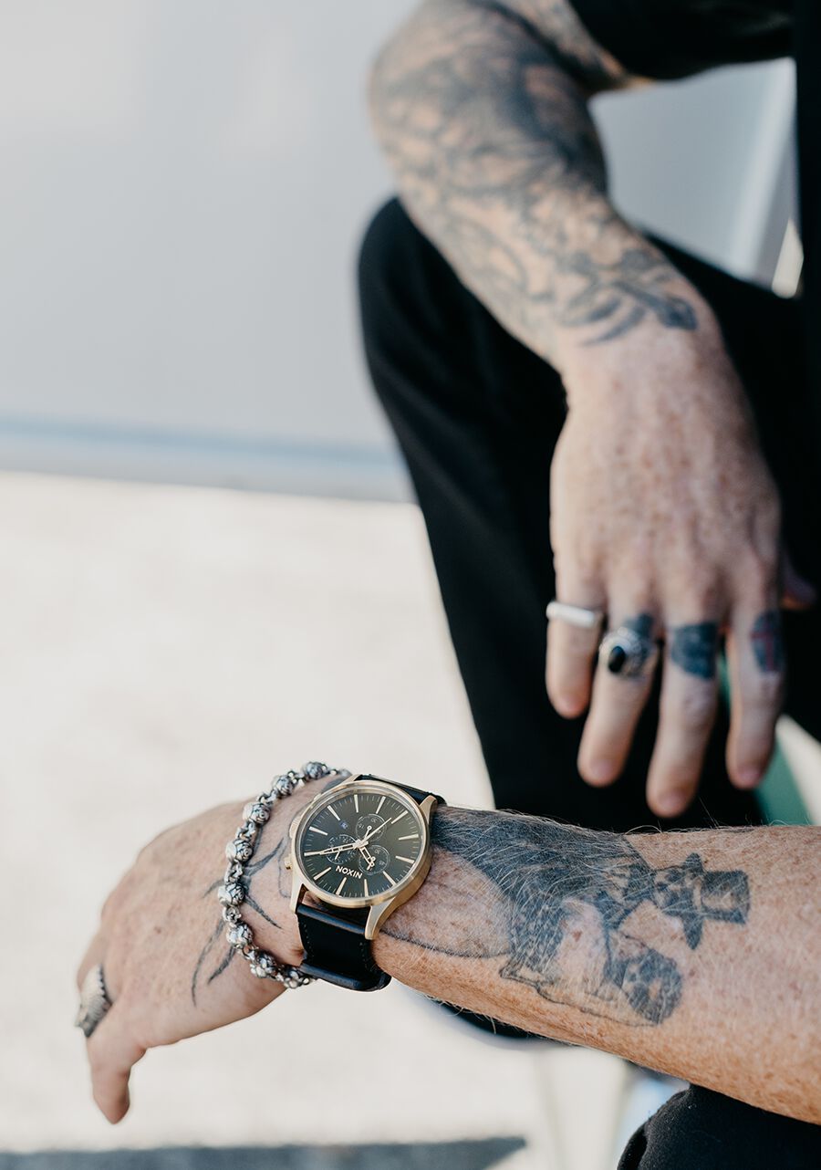 NIXON SENTRY CHRONO LEATHER WATCH 