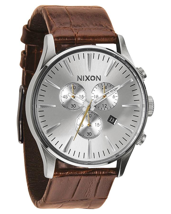 Nixon Sentry Chrono Leather Watch Saddle / Gator 