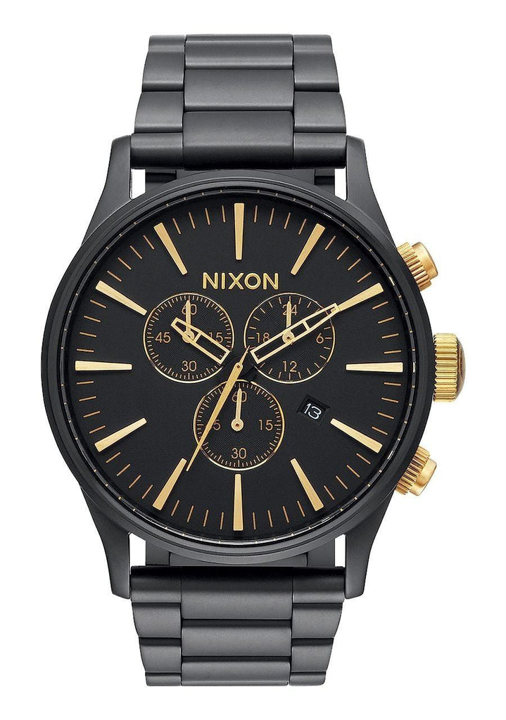 NIXON SENTRY CHRONO WATCH Matte Black / Gold 