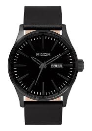 NIXON SENTRY LEATHER WATCH All Black 
