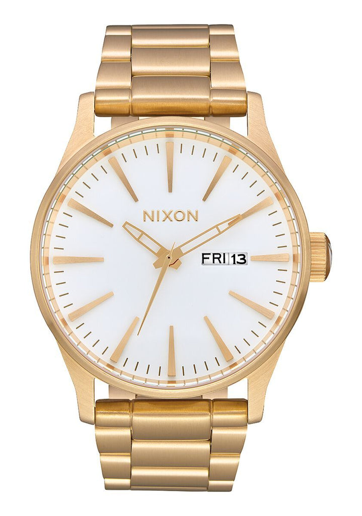 NIXON SENTRY STAINLESS STEEL WATCH All Gold White 