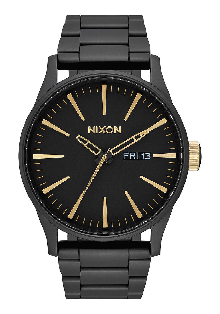NIXON SENTRY STAINLESS STEEL WATCH Matte Black Gold 