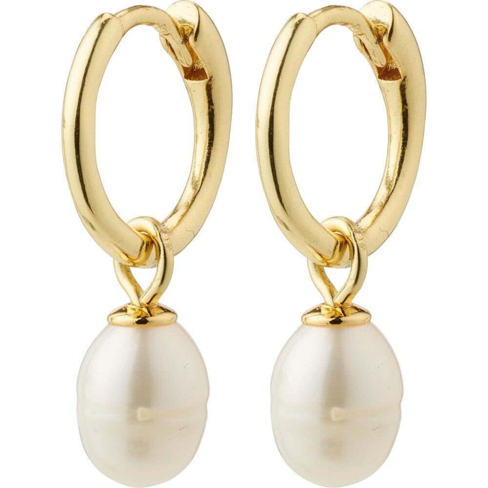 Pilgrim Berthe Recycled Pearl Hoop Earrings Gold Plated 