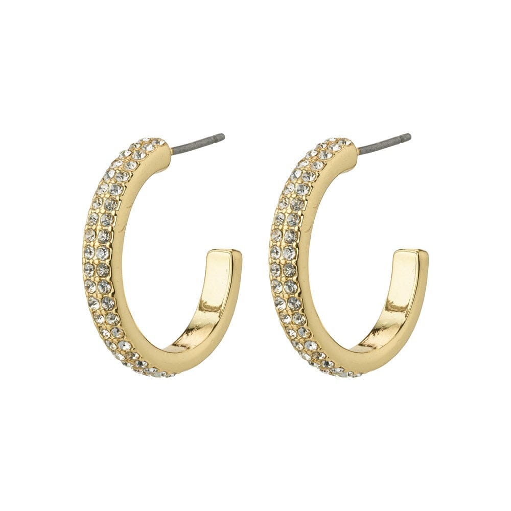 Pilgrim Heat Recycled Crystal Hoop Earrings Gold Plated 