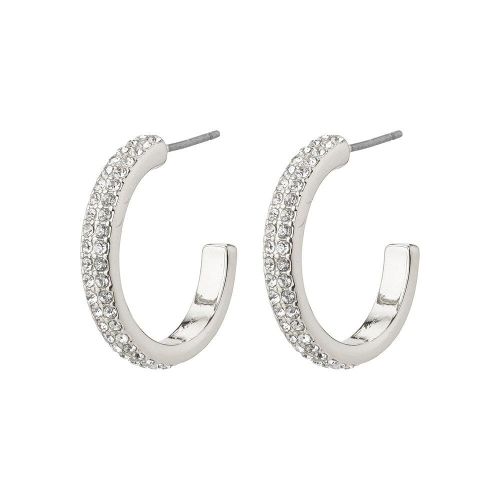Pilgrim Heat Recycled Crystal Hoop Earrings Silver Plated 
