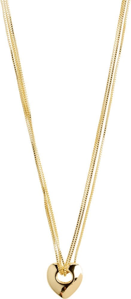 Pilgrim Wave Recycled Heart Necklace Gold Plated 