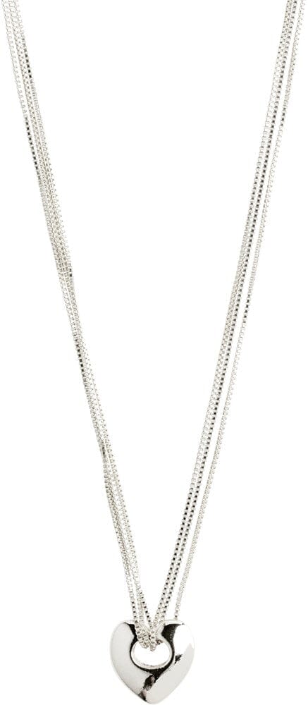 Pilgrim Wave Recycled Heart Necklace Silver Plated 