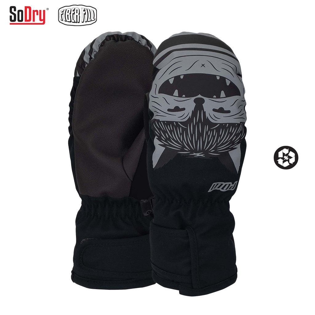 POW Kids Critter Mitts Black 2Y 