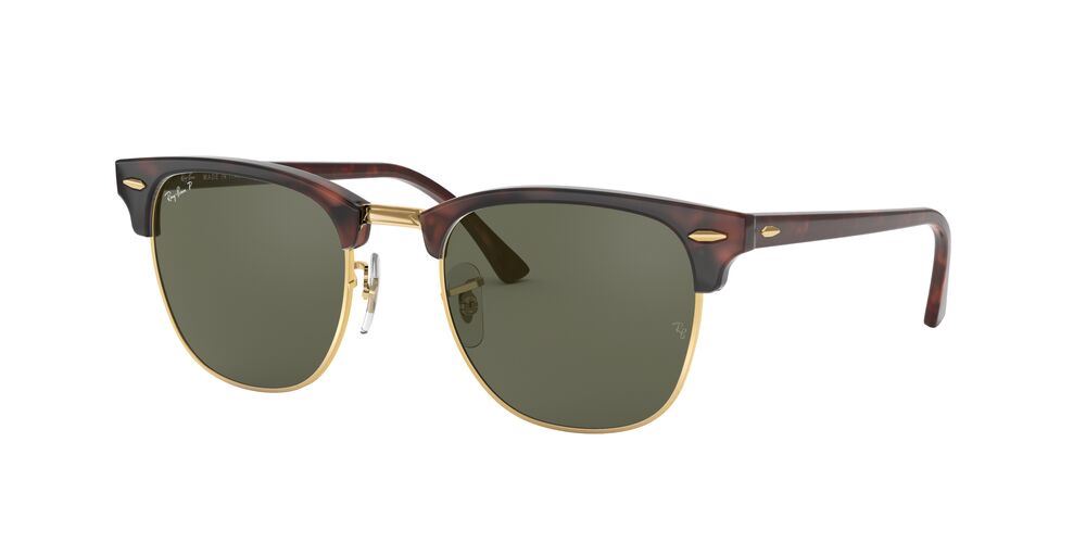Ray-Ban Clubmaster Polarised Sunglasses Red Havana / G15 Green - Large 