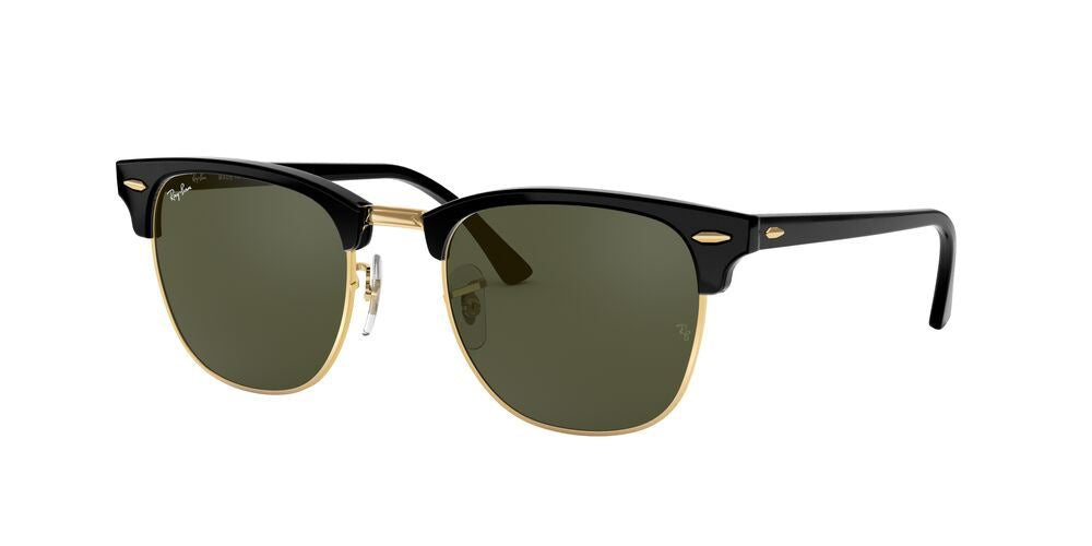 Ray-Ban Clubmaster Sunglasses Black on Arista / G15 Green - Large 