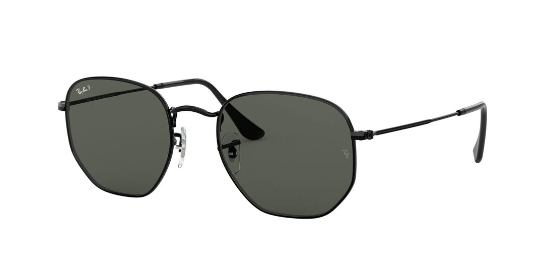 Ray-Ban Hexagonal Polarised Sunglasses Black / G-15 Green 