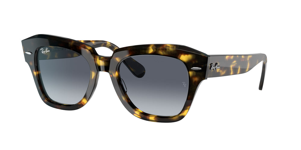 Ray-Ban State Street Sunglasses Yellow Havana w Light Blue Gradient 