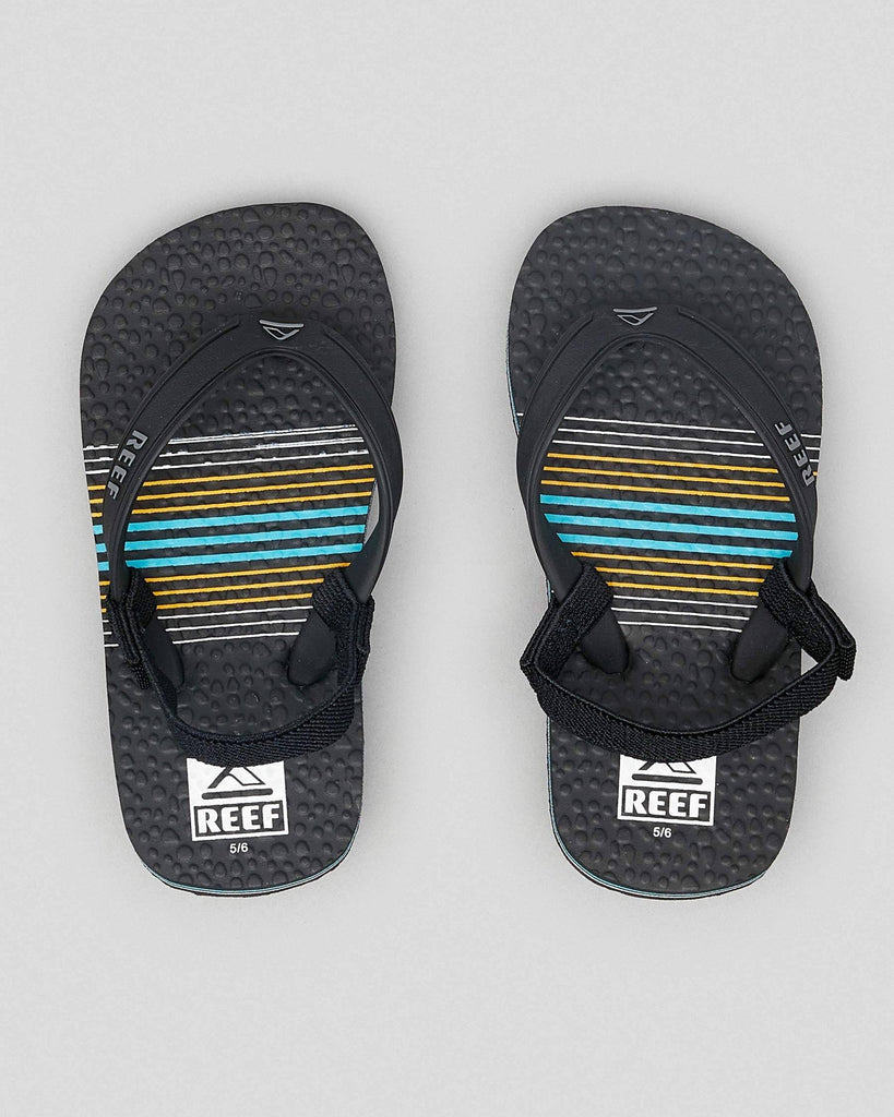 Reef Steps Kids Jandals Aqua / Orange Stripe 3 / 4Y 