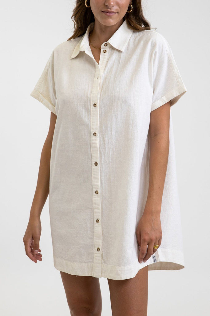 Rhythm Classic Linen Shirt Dress White 8 