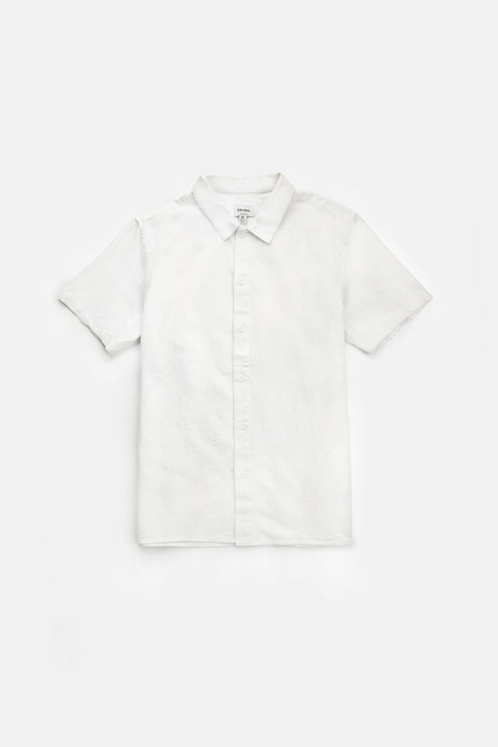 Rhythm Classic Linen Short Sleeve Shirt Vintage White XXL 